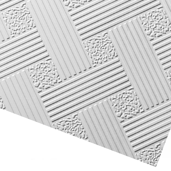 تایل طرح حصیری روکش PVC سفید کناف ایران تایل حصیری کی پلاس تایل PVC طرح حصیری تایل سقف کاذب حصیری کناف تایل گچی حصیری K+